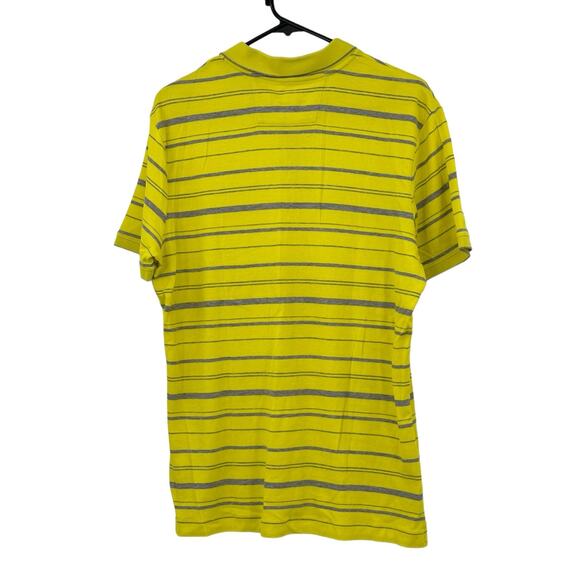 Banana Republic Shirt Men Large Polo Luxury Touch Yellow Stripe Cotton Preppy - Picture 3 of 5
